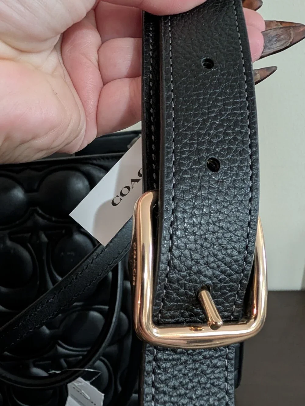 Coach Black Signature Leather Maggie Tote Bag Large